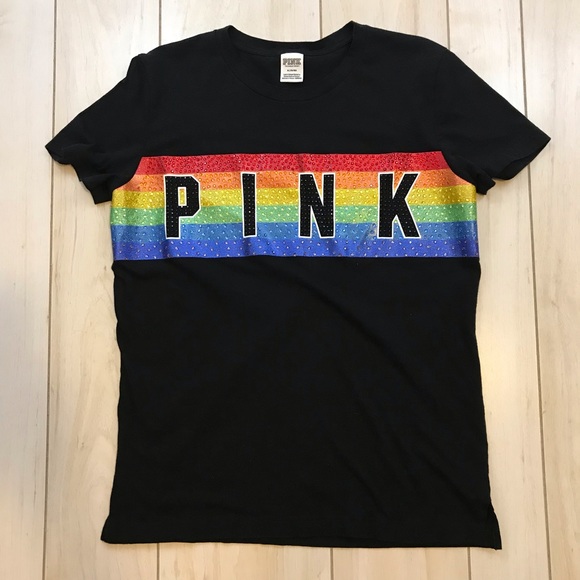 Victoria secret pink rainbow shirt Clearance